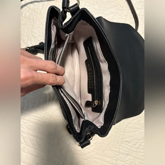 NWOT LC Lauren Conrad Blair Leather Crossbody Bag - Black - Picture 10 of 13